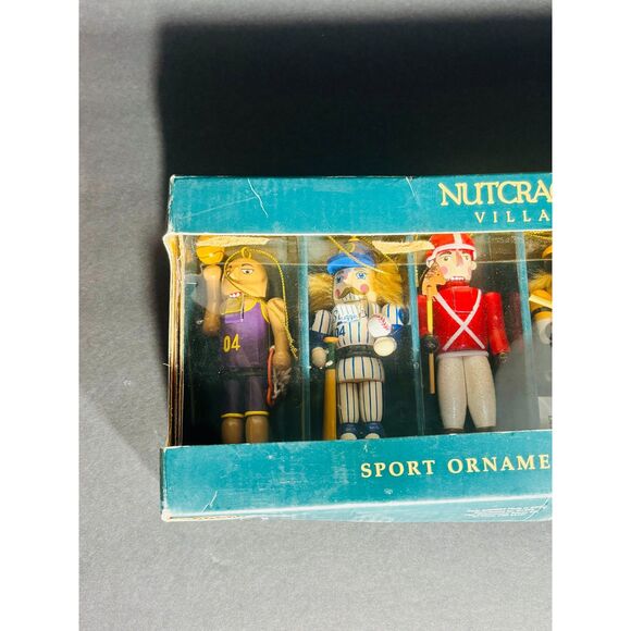 Nutcracker Village Sport Ornaments Set of Five Wooden Figures Holiday Decor - Picture 3 of 6